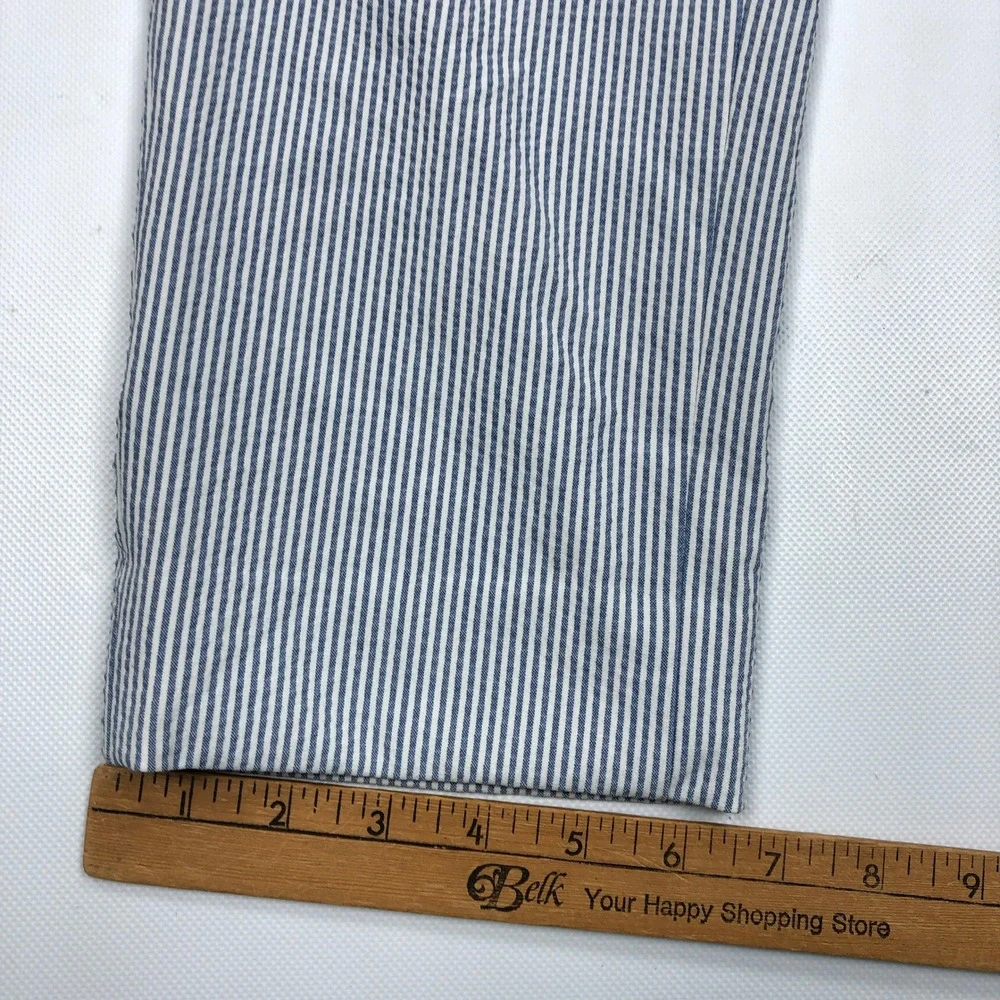 Banana Republic Tailored Fit Seersucker Striped Pants Mens 33x32 Blue White